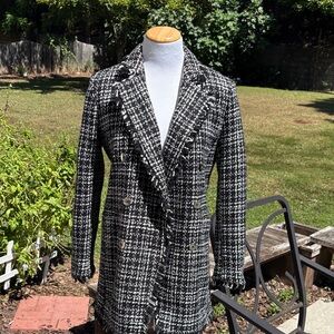 DKNY Black and White Tweed Coat